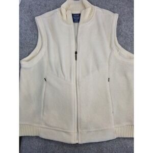 Catalina Womens Fleece Full Zip Vest Tusk Cream Ribbed Mock Neck Large 12/14
